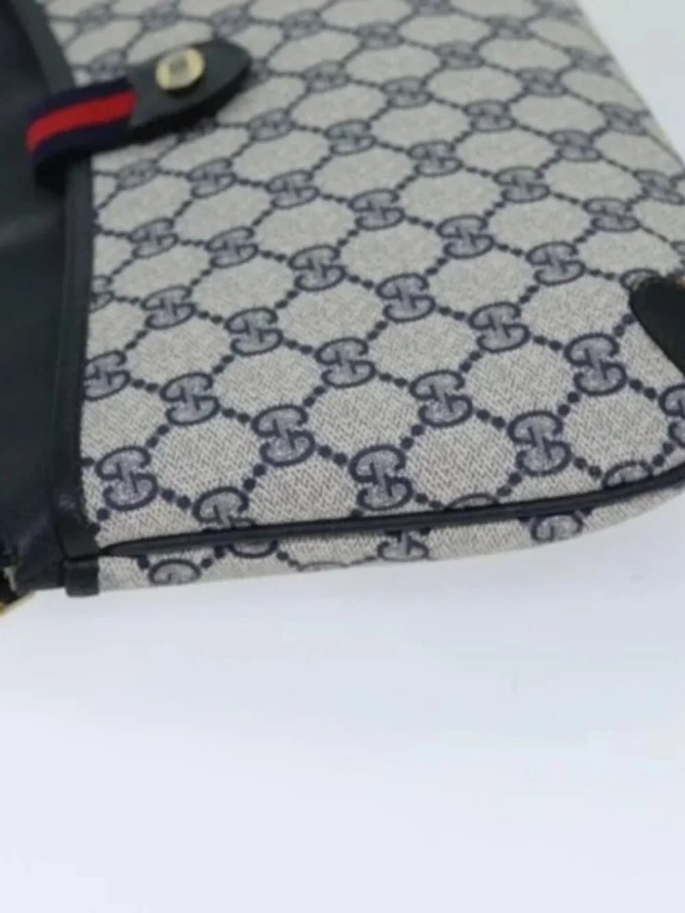GUCCI GG Supreme Sherry Line Shoulder Bag PVC Navy Red 39 02 026 Auth ki4524 - Picture 4 of 16